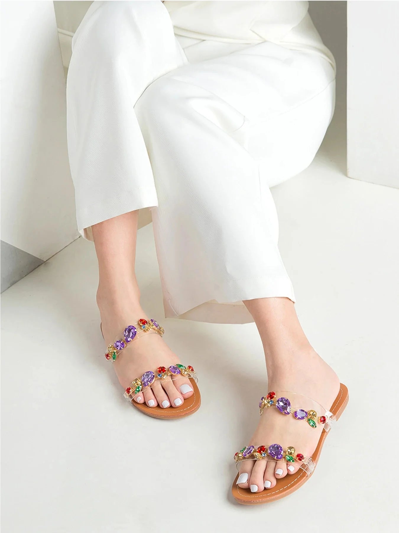 Rasteira Feminina Pedras Coloridas