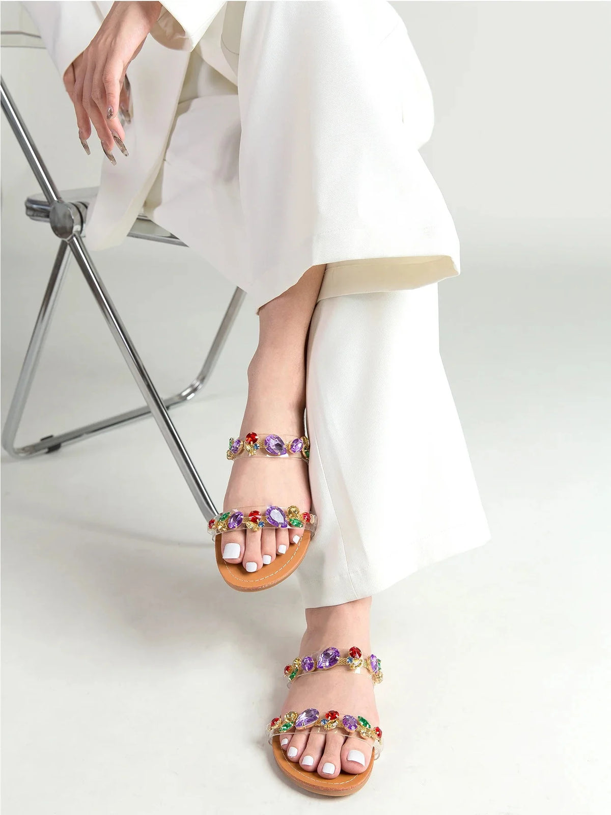 Rasteira Feminina Pedras Coloridas