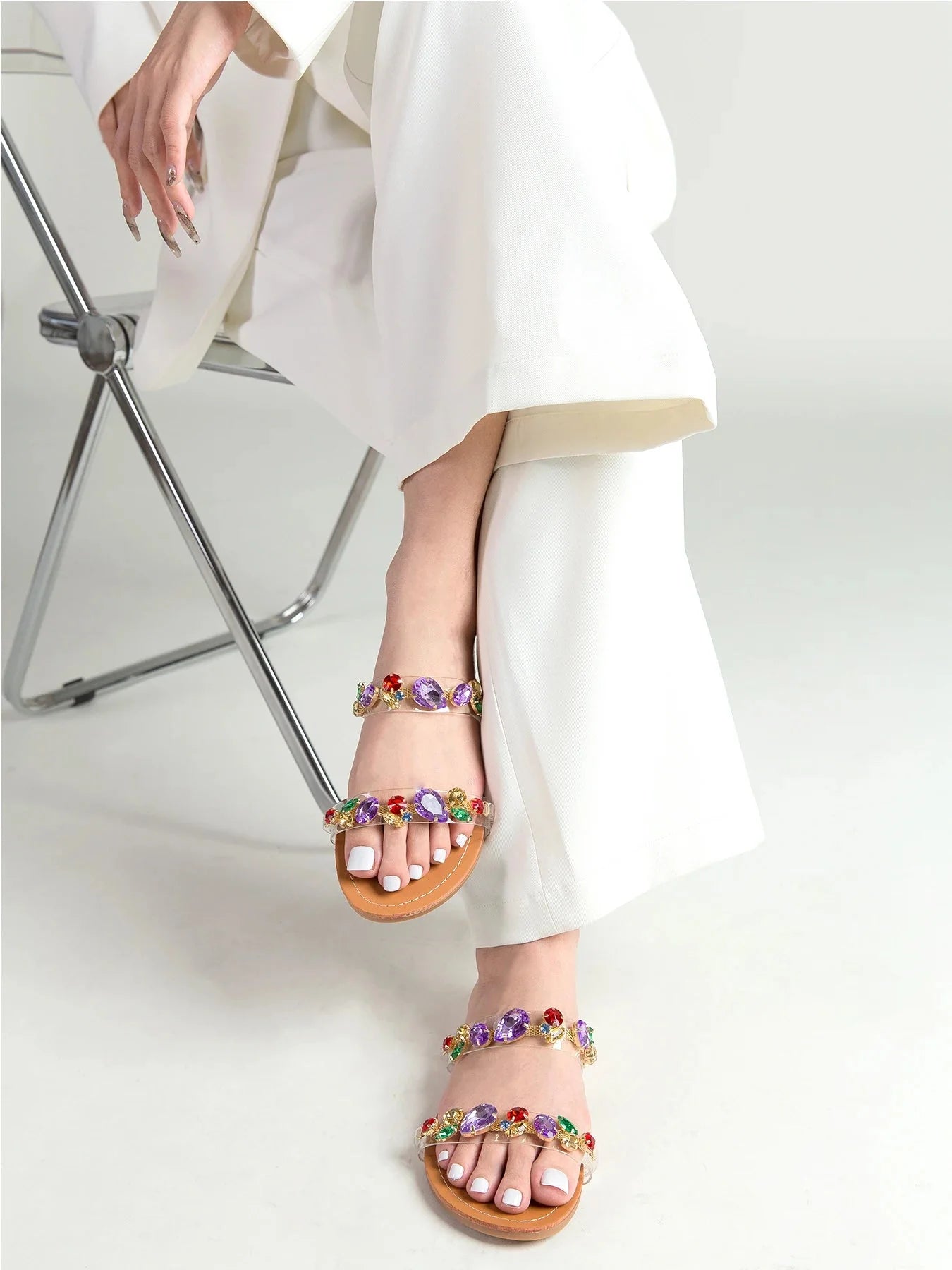 Rasteira Feminina Pedras Coloridas