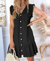 Vestido Curto com Botões Elena