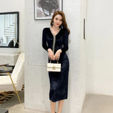 Vestido Feminino de Veludo Elegante