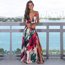 Vestido Longo Floral com Fenda Maju - Lojas Promorin