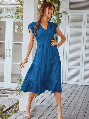 Vestido Midi com Manga Babado Valentina - Moda Verão