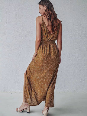 Vestido Mila Longo de Fenda Poá - Moda Verão