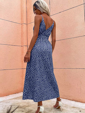 Vestido Mila Longo de Fenda Poá - Moda Verão