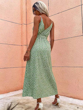 Vestido Mila Longo de Fenda Poá - Moda Verão