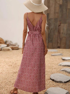 Vestido Mila Longo de Fenda Poá - Moda Verão