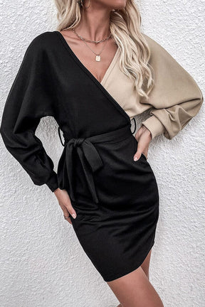 Vestido Transpassado Duas Cores Amarração